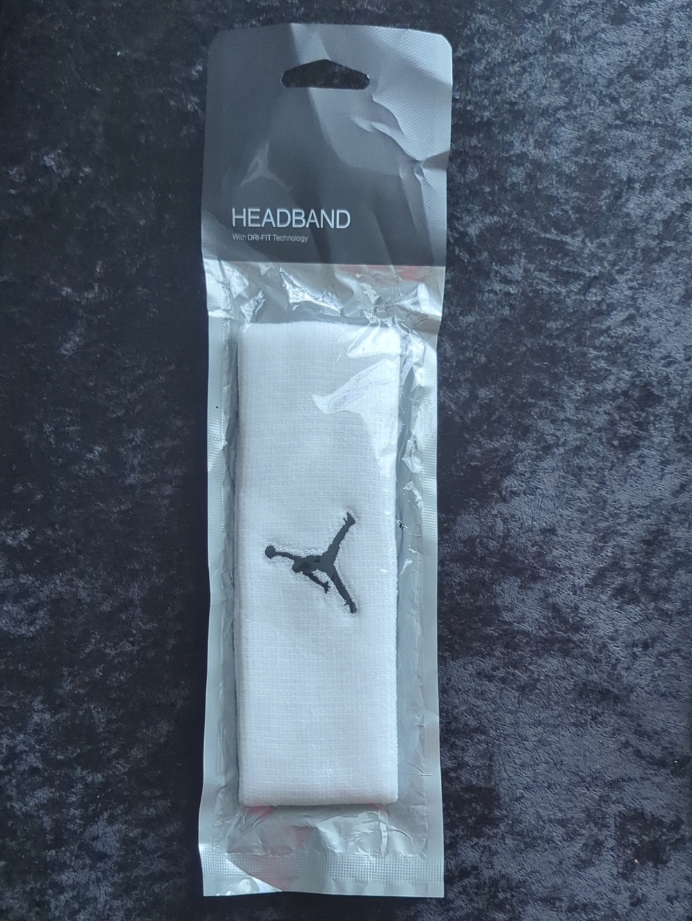White Jumpman Headband with Black Logo